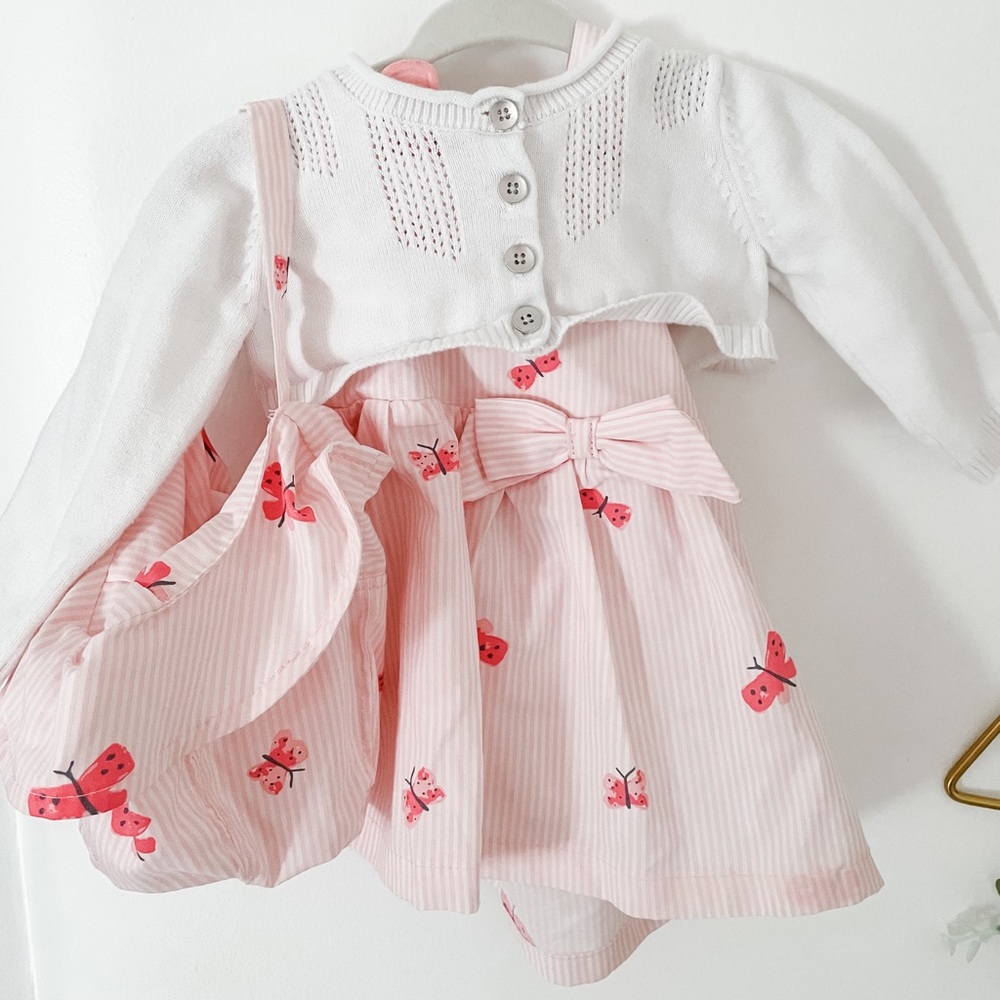 Carter’s baby girl spring dress size 0-3 &sweater